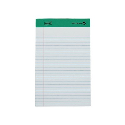 Staples Notepads 5" x 8" Narrow White 50 Sheets/Pad 12 Pads/PK (18592STP) TR58181/18592