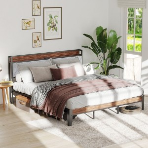JIONJOY Noise-Free Bed Frame with Built-in Charging Ports, 11" Underbed Storage, No Box Spring Needed - 1 of 4