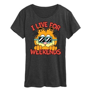 Women's - Garfield - I Live For Weekends Short Sleeve Graphic T-Shirt - 1 of 4