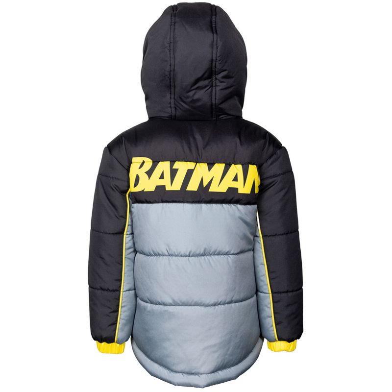 DC Comics Justice League Batman Zip Up Winter Coat Puffer Jacket Toddler, 4 of 9