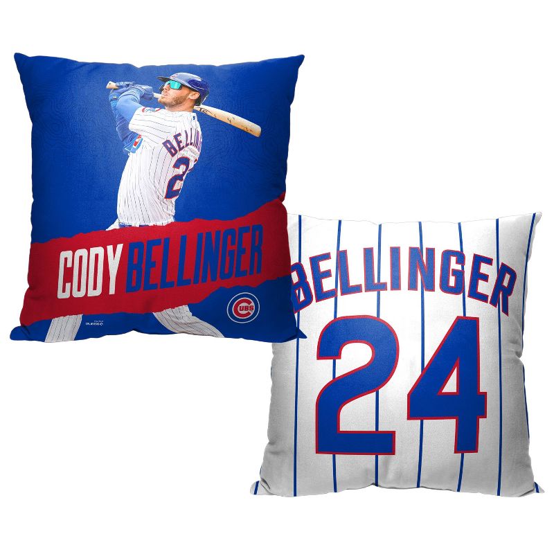 18&#34;x18&#34; MLB Chicago Cubs 23 Cody Bellinger Player Printed Throw Decorative Pillow, 3 of 6