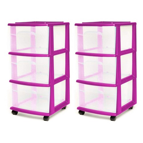 Pink Large Plastic Storage Bin, Pack Of 3