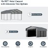 Real Relax Metal Carport Kits with Galvanized Steel Roof, Heavy Duty Metal Frame Canopy with Removable Sidewalls for Tractors, Boat,Car,Gray - 4 of 4