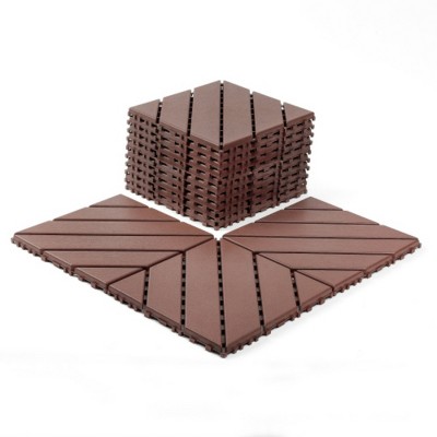 Syemin Carpet Tiles Plastic 44 Packs of Terrace Decking Tiles, Waterproof for All-Weather Use, Backyard Pool Decking Tiles, Brown, 12"*12"*0.8"