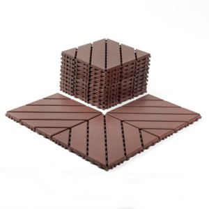 Syemin Carpet Tiles Plastic 44 Packs of Terrace Decking Tiles, Waterproof for All-Weather Use, Backyard Pool Decking Tiles, Brown, 12"*12"*0.8" - 1 of 4