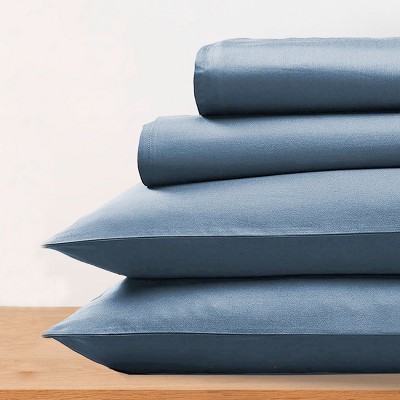 Blue Hydrangea Queen Bamboo Cotton Deep Pocket Sheet Set