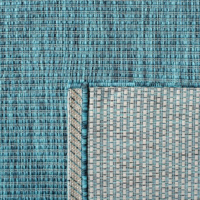 Safavieh Courtyard Collection 6'7" Square Grey/Aqua Indoor/Outdoor Rug