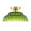 Rennnsan Sydney 11.8 in. 1-Light Modern Gold Dome Semi-Flush Mount Light with Textured Green Glass - 4 of 4
