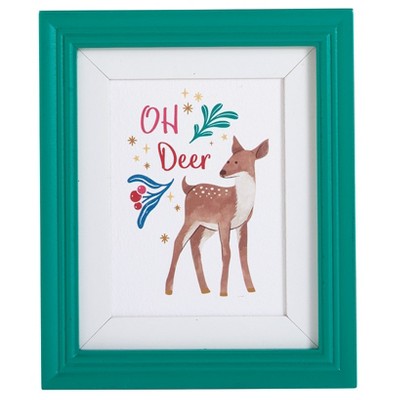 Oh Deer Multicolored Framed Holiday Wall Art Print