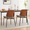 Gulches Mid Century Olive Green Linen Dining Chairs Set of 2 Walnut Bentwood Back Metal Legs - 4 of 4