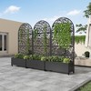 MAYEERTY Planter Box with Trellis Iron Black Rectangle Grid Pattern 71x35x16in 3-Piece Set - 2 of 4
