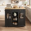 Kitchen Island with Storage, 41" Drop Leaf Table, Mobile Coffee Bar Station, 2 Cabinets, 2 Drawers, 3 Shelves - 3 of 4