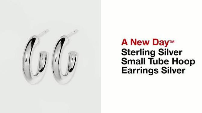 Sterling Silver Small Tube Hoop Earrings - A New Day&#8482; Silver, 2 of 5, play video