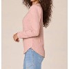 Women's Long Puff Shoulder Sleeve V-Neck Surplus Shirttail Hem Knit Top - Democracy - 2 of 4