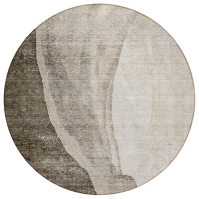 Taupe And Brown Abstract Washable Indoor Outdoor Area Rug