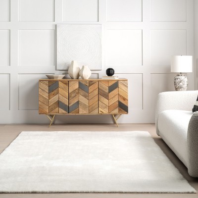 White Machine Washable Non-Slip Shag Area Rug, 2'6" x 10'