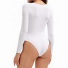 INSPIRE CHIC Women's Bodysuit Long Sleeve Slim Fit V Neck Tummy Control Brief Shapewear - 2 of 4