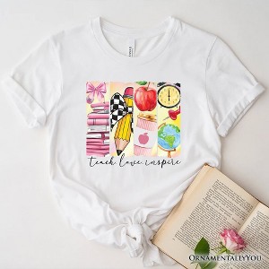 Teach Love Inspire T-Shirt, Retro Brushstroke White, Natural, and Navy Tee for Passionate Teachers| OrnamentallyYou - 1 of 4