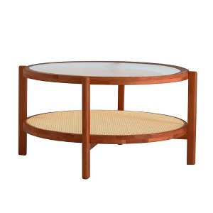 NicBex 2-Tier Tempered Glass Coffee Table Center Dining Table with Open Shelf for Living Room - 1 of 4