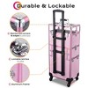 Byootique Folding Manicure Nail Table 2in1 Rolling Makeup Train Case Kit Manicure Cosmetic Trolley Travel Organizer Nail Case, Pink/Purple/ - 4 of 4