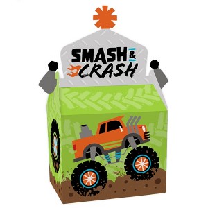 Big Dot of Happiness Smash and Crash - Monster Truck - Treat Box Party Favors - Boy Birthday Party Goodie Gable Boxes - Set of 12 - 1 of 4