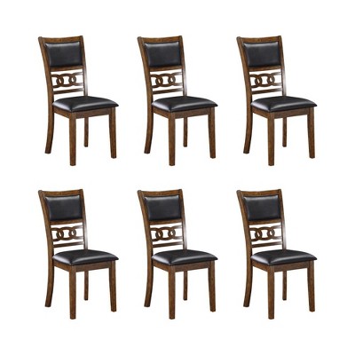 New Classic Furniture, Gia Brown Wood Dining Chair with PU Seat (Set of 6)