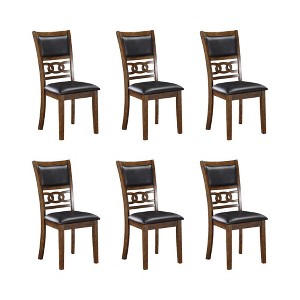 New Classic Furniture, Gia Brown Wood Dining Chair with PU Seat (Set of 6) - 1 of 4