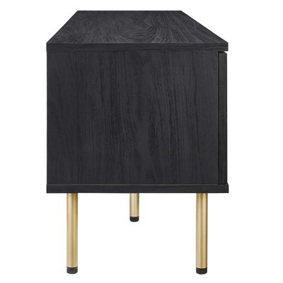 Cambria Black Rattan Weave 59" TV Stand with Cabinet