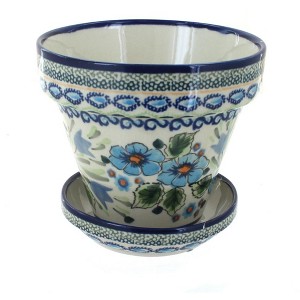 Blue Rose Polish Pottery 890-893 Zaklady Small Flower Pot - 1 of 2