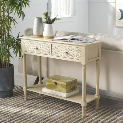 Natural Wood and Metal 2-Drawer Console Table