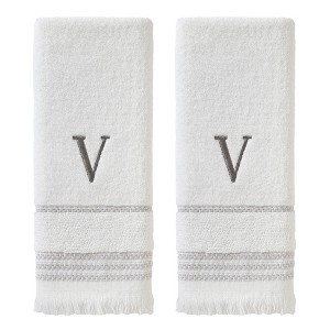 SKL Home By Saturday Knight Ltd Casual Monogram Hand Towel Set V - 2-Count - 16X26", White - 1 of 1