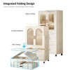 Okak Folding Wardrobe, 25.59" Closet with Wheels & Magnetic Door, Layered Storage Cabinet + 2 Folding Boxes & 10 Hangers for Apartments, Cream White - 2 of 4