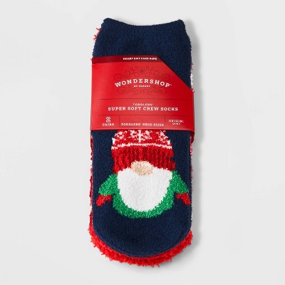 Toddler Gnome 2pk Cozy Crew Socks with Gift Card Holder - Wondershop™ Navy Blue 2T-3T