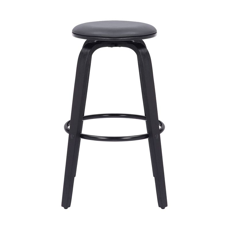 26&#34; Harbor Backless Swivel Faux Leather Wood Counter Height Barstool Gray/Black - Armen Living, 3 of 9