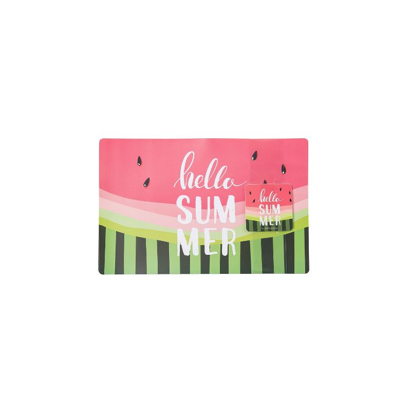 Beachcombers Hello Summer Placemat/ Coaster Set Plastic Beach Tropical Watermelon Pattern Home Decor Dining Table 16.92 x 11.02 x 0.0157, 1 of 2