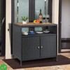 LfinAura Patio Bar Table w/ 2 Doors & Adjustable Shelves All-Weather PE Rattan Console for Garden, Poolside - 2 of 4