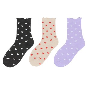 Anna-Kaci Women's Ankle Socks with Allover Heart Print and Soft Ribbed Cuff Trim - 1 of 4