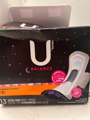 U by Kotex Balance Ultra Thin Overnight Pads with Wings, Extra Heavy  Absorbency, 90 Count (3 Packs of 30) (Packaging May Vary)