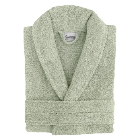 Turkish Cotton Unisex Terry Cloth Bathrobe Sage Green - Linum Home ...