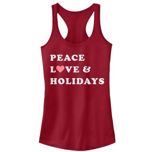 Juniors Womens CHIN UP Christmas Peace & Love Racerback Tank Top - 1 of 3
