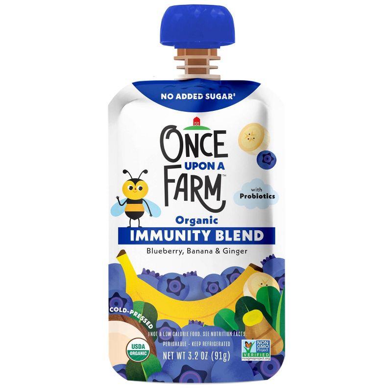 Once Upon a Farm Banana, Blueberry &#38; Ginger Immunity Blend - 3.2oz, 1 of 4