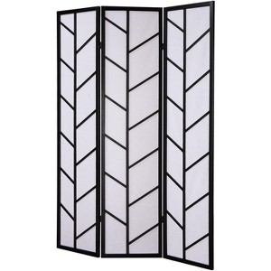 Gulches 71 Inch Black Partitions and Room Dividers (3 - Piece) Decorated with Quadrilateral Patterns - 1 of 4