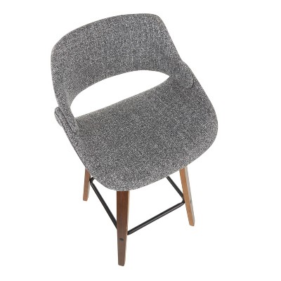 Flared Walnut Gray Swivel Counter Stool, Mid-Century Modern