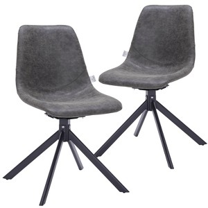 LeisureMod Leather Dining Chair with 360-Degree Swivel And Powder-Coated Iron Legs - 1 of 4