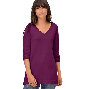 ellos Plus Size V-Neck Sweater Tunic - 1 of 4