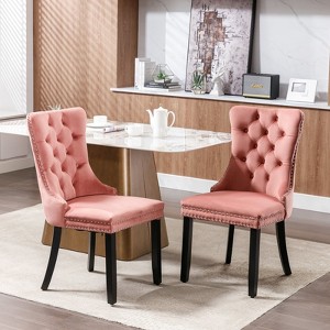 NicBex Modern Dining Chairs Set of 2,Velvet Upholstered Kitchen Chair with Wood Legs for Dining Room,Living Room - 1 of 4