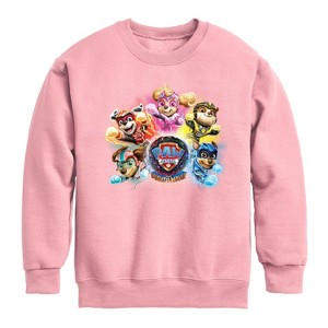 Boys' - Paw Patrol - Mighty Movie Character Group Graphic Long Sleeve Fleece Sweatshirt - 1 of 4