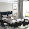 KTMBDW Bed Frame with Headboard,LED Platform Bed with 6 Storage Drawers,Built in Charging Station,Noise-Free,Metal Support Base,No Box Spring Needed - 4 of 4