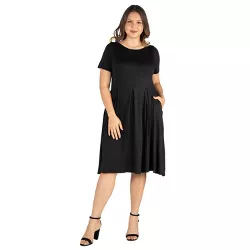 24seven Comfort Apparel Women's Maternity Midi Dress-Black-S