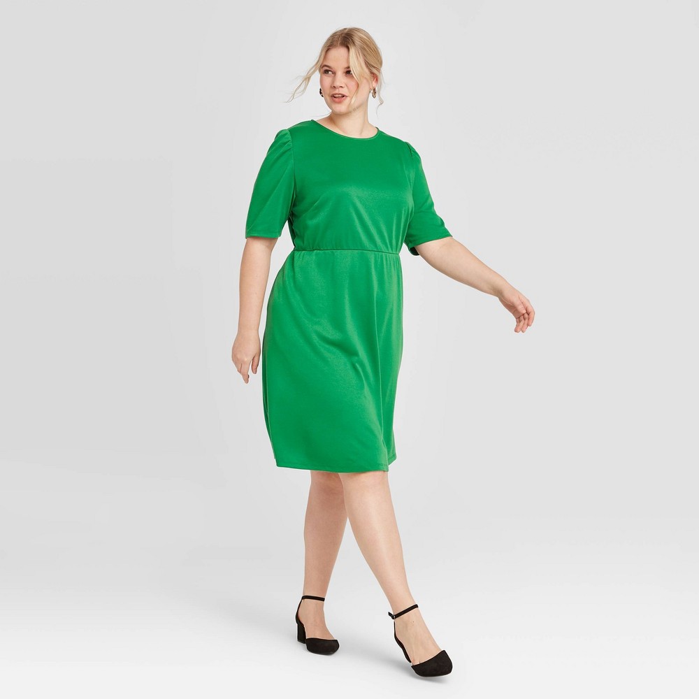 Women's Plus Size Short Sleeve Dress - Who What Wear Green 2X, Women's, Size: 2XL was $32.99 now $23.09 (30.0% off)